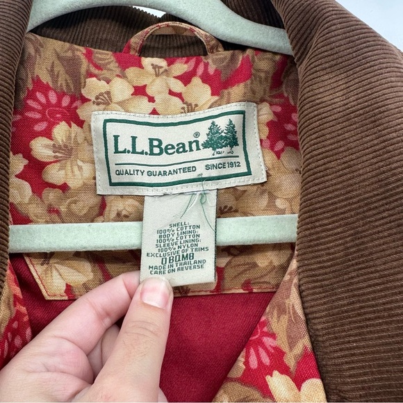 RARE L.L. Bean Women's Floral Jacket Barn Chore Coat Size 2X Corduroy Accents - Picture 5 of 5